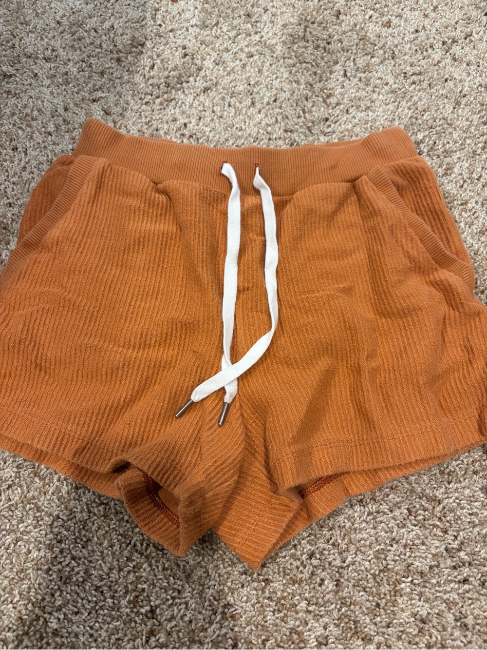 aerie Ribbed Drawstring Shorts - Rust